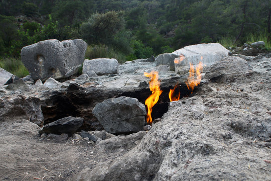 Yanartas (burning stones) is a geographical feature near the Olympos valley and national park in Antalya Province in southwestern Turkey.
