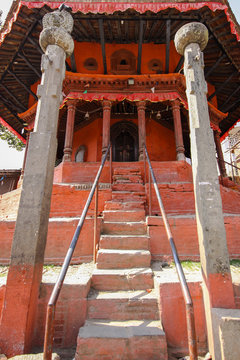 Low angle view Temple entrance, Durbar Square, Kathmandu, Nepal