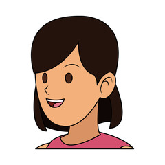 happy woman with pink top icon image vector illustration design 