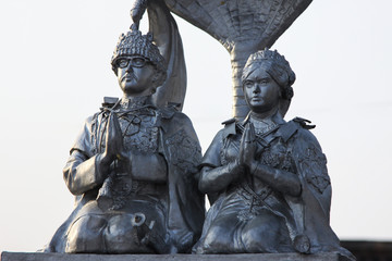 Naklejka premium Royal couple, Bindyabasini Mandir, Pokhara, Nepal