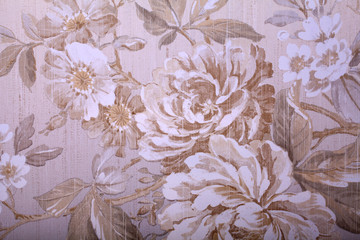 Vintage shabby chic wallpaper with floral victorian pattern - 141606195
