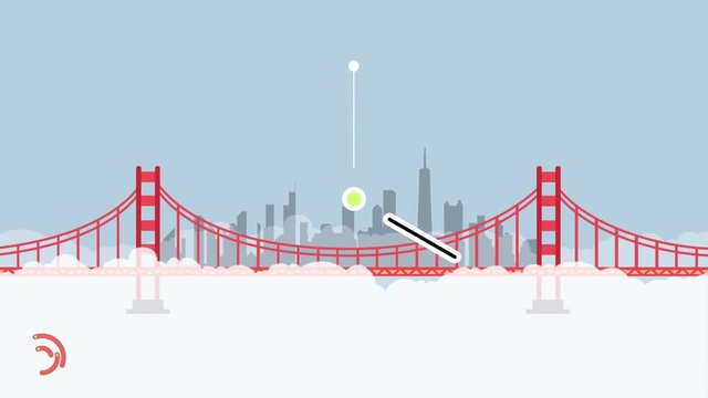 Red bridge clock  with vector town