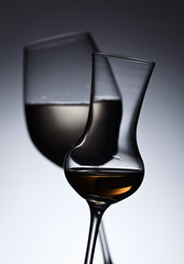 Closeup of glasses with white wine