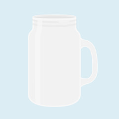Mason jar in flat vector style. Glass, cup for smoothie.