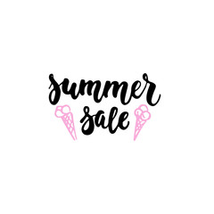 Summer Sale - hand drawn lettering phrase isolated on the white background. Fun brush ink inscription for photo overlays, greeting card or t-shirt print, poster design.