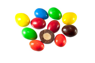 photo shot of almonds in chocolate