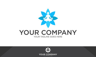 Obraz premium Yoga meditation logo, yoga meditation vector, yoga meditation logo template