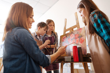 Capable young generation having new topic in the art school