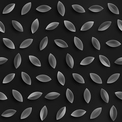 Fototapeta na wymiar Scattered Geometric Shaded Shapes. Abstract Seamless Monochrome Pattern.