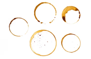 Foto op Plexiglas Some kind of coffee cup rings isolated on a white background, background, texture © Savvapanf Photo ©