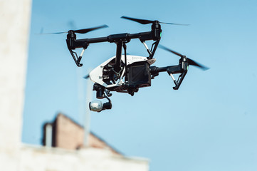 Drone quad copter in the sky