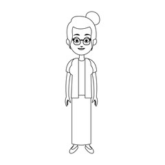 Old woman cartoon icon over white background. vector illustration