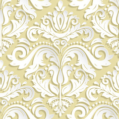 Seamless oriental ornament. Fine traditional oriental pattern with 3D elements, shadows and highlights