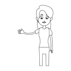 happy woman cartoon icon over white background. vector illustration