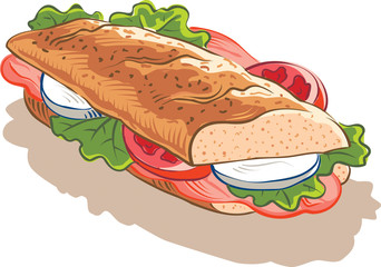 Padded sandwich Ham mozzarella, tomato and some lettuce.