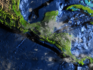 Central America on Earth - visible ocean floor