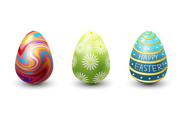Easter eggs painted with spring pattern vector illustration.