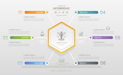 Infographics design template with business icons, process diagram, vector eps10 illustration