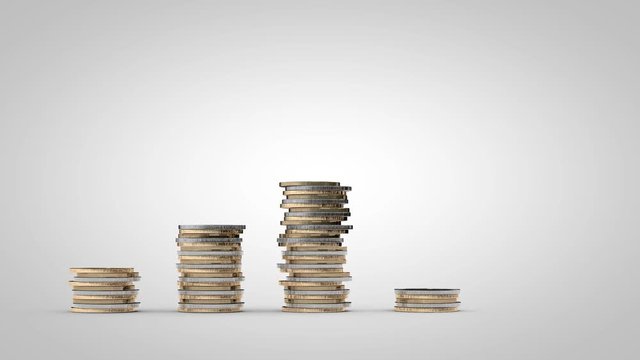 Euro M&uuml;nzen stapeln sich