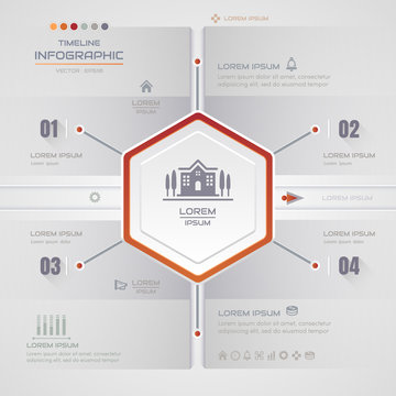 Infographics Hexagon design template with icons, process diagram, vector eps10 illustration