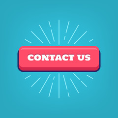 Contact us button with rays for customer support inquiry hotline. Vector.