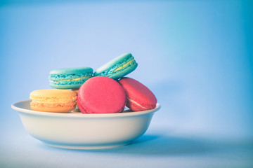 Assorted colorful french cookies macaroons, Almond cookies with pastel colors