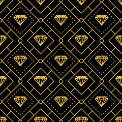 Luxurious golden lines diamond seamless pattern