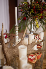 Close-up of decorated wedding table