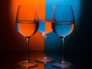 Wine glass orange and blue