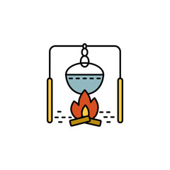 Vector logo with tourist kettle isolated on white