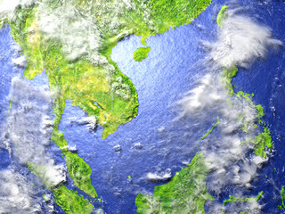 Indochina on realistic model of Earth