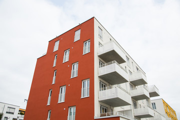 Moderne Hausreihe, bunte Hausreihe, schöne Hausreihe in München, Wohnhaus, Wohnhaus