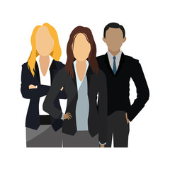 businesspeople wearing executive clothes over white background. colorful design. vector illustration