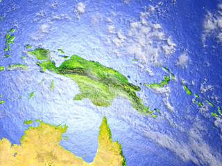 Fototapeta na wymiar Papua on realistic model of Earth