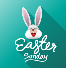 Happy Easter greeting card with rabbit,  Vector illustration for Easter day