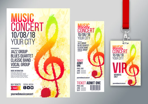 Templates with artistic background illustration with musical note