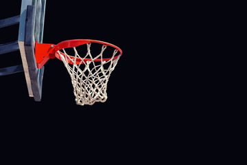 basketball hoop isolated on black clipping path