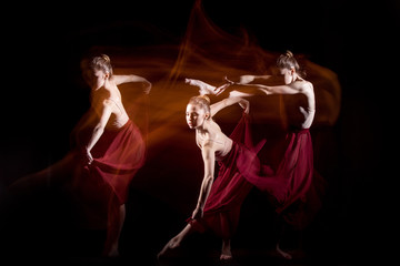 The sensual and emotional dance of beautiful ballerina