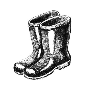 Rubber boots. Sketch
