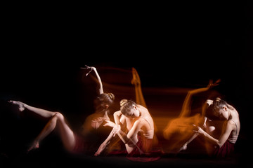 The sensual and emotional dance of beautiful ballerina