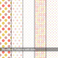 Collection of dotted seamless patterns.