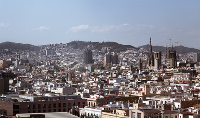 Obraz premium panorama of Barcelona with blue sky
