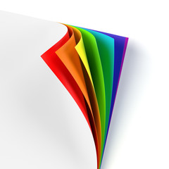 Blank document with rainbow colored curled corner