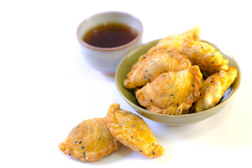 Curry puff pastry  on white background