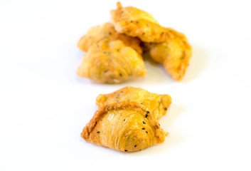 Curry puff pastry  on white background