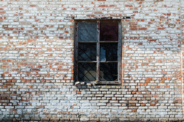 Fototapeta na wymiar Allumina old brick wall with window for background texture
