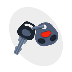 Car key with remote control automobile security lock and alarm transportation new unlock object car wireless technology vector illustration.