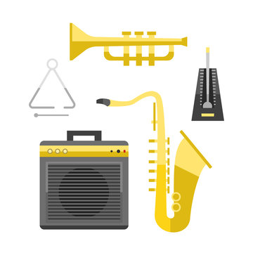 Saxophone icon music classical sound instrument vector illustration and brass entertainment golden band design equipment blues musician concert sax.