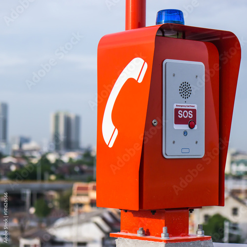 "Emergency call box on highway in Bangkok Thailand" Stock photo and