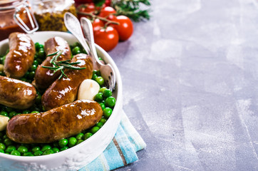 Baked meat sausages